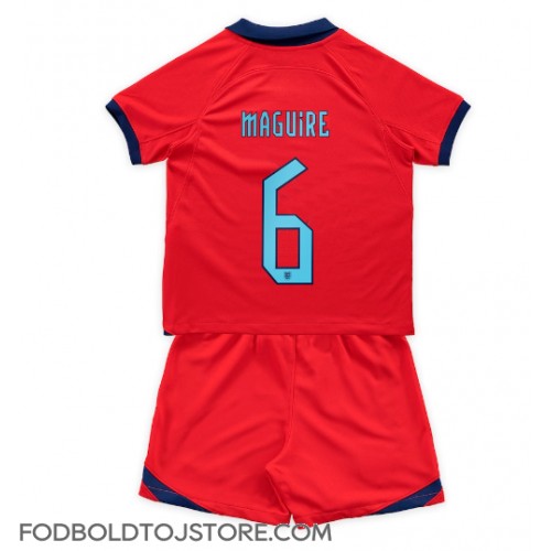 England Harry Maguire #6 Udebanesæt Børn VM 2022 Kortærmet (+ Korte bukser)